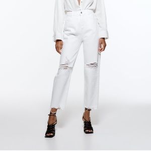 Zara high waist distressed mom jeans